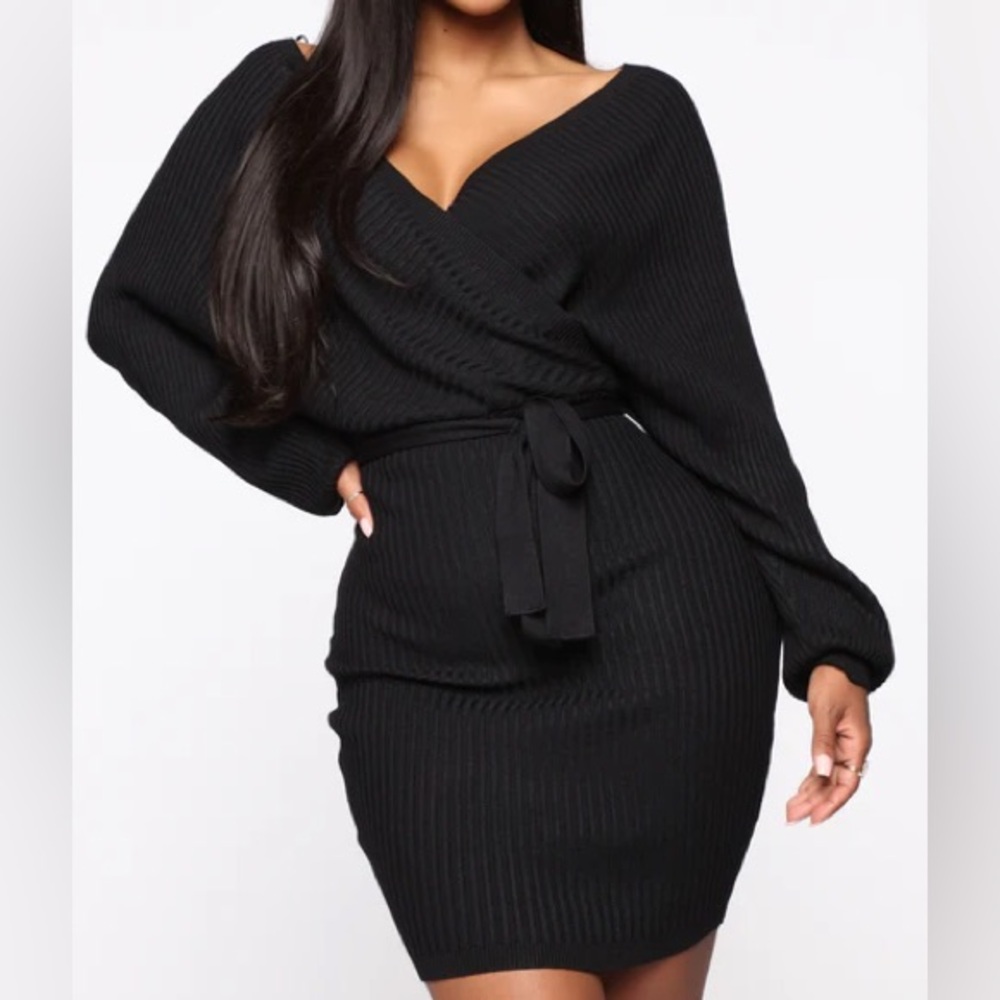 Black Knit Sweater Dress